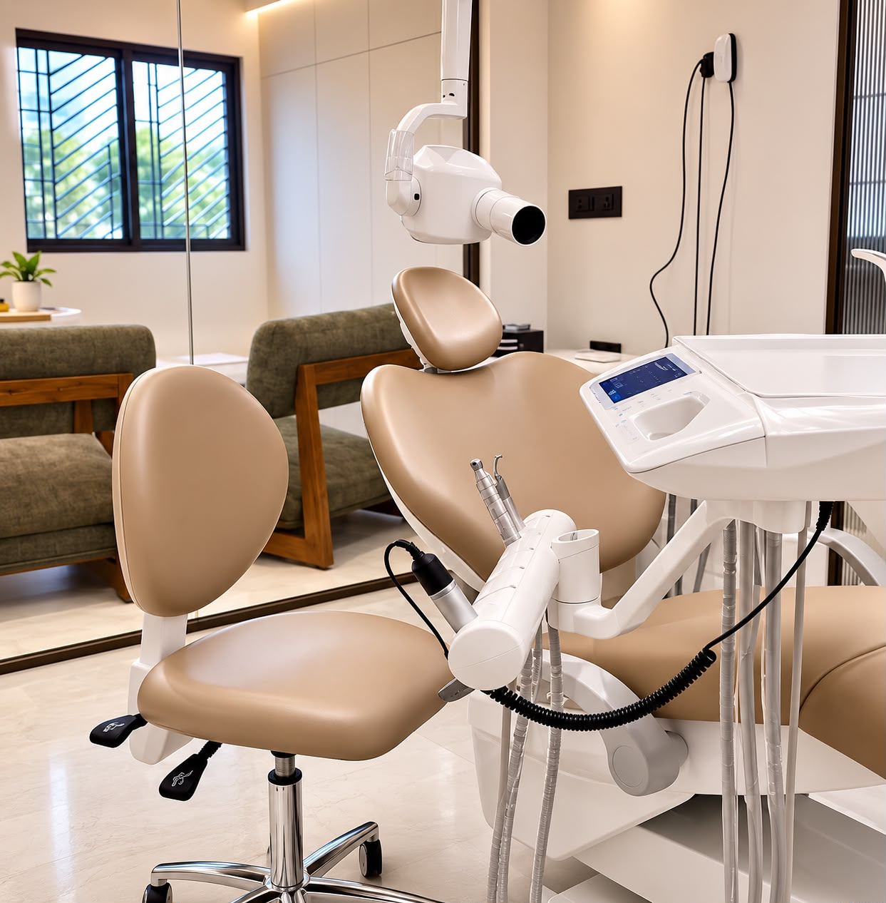 Close view of the iDental treatment chair and equipment