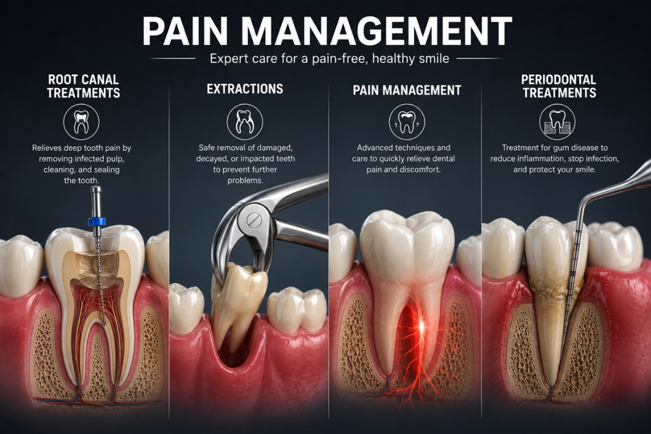 Root canal, extraction and periodontal care