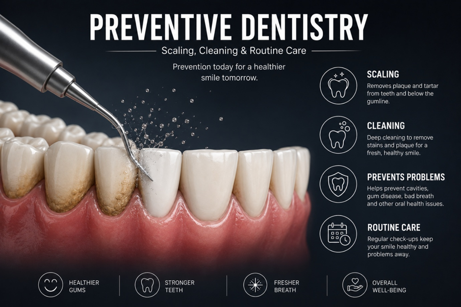 Scaling, cleaning and routine preventive dental care